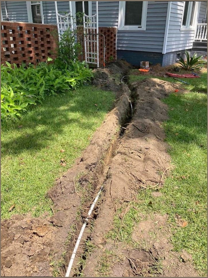 Outdoor pipe trench repair