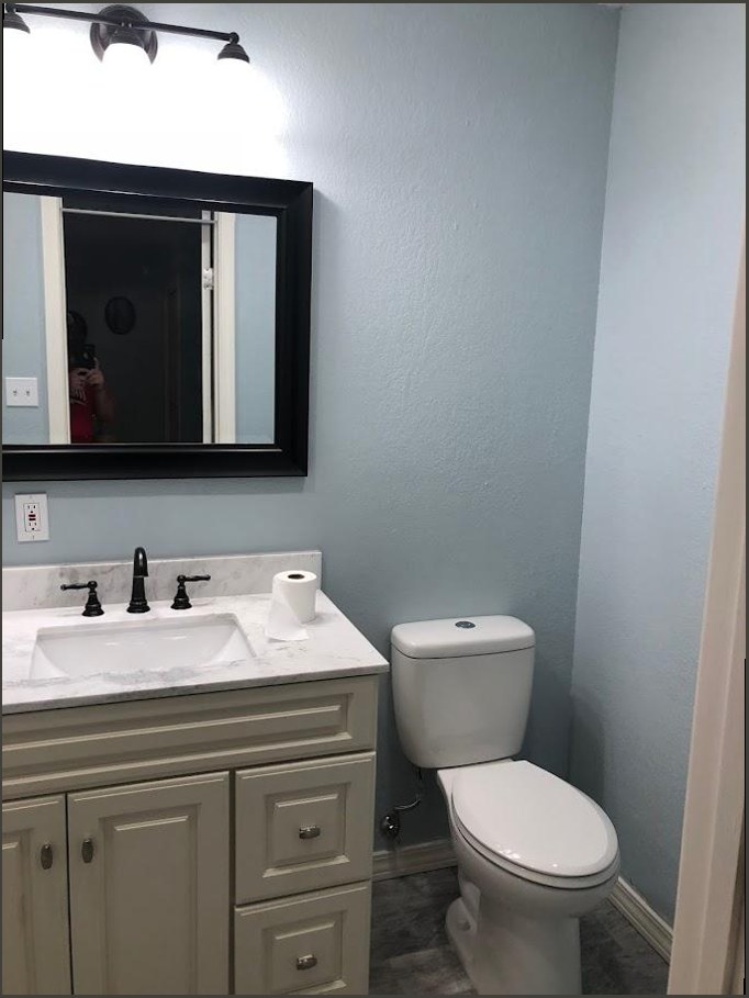 Bathroom vanity with marble countertop
